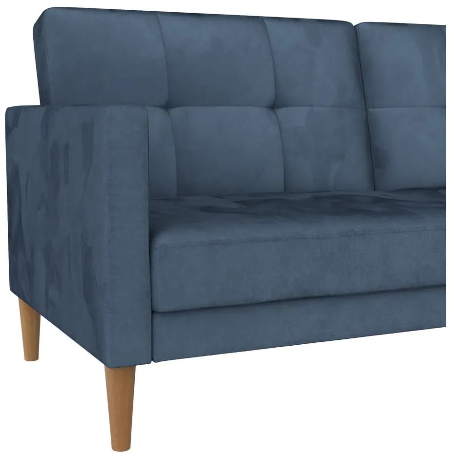 Niebieska aksamitna rozkładana sofa 207 cm Lilly – Støraa