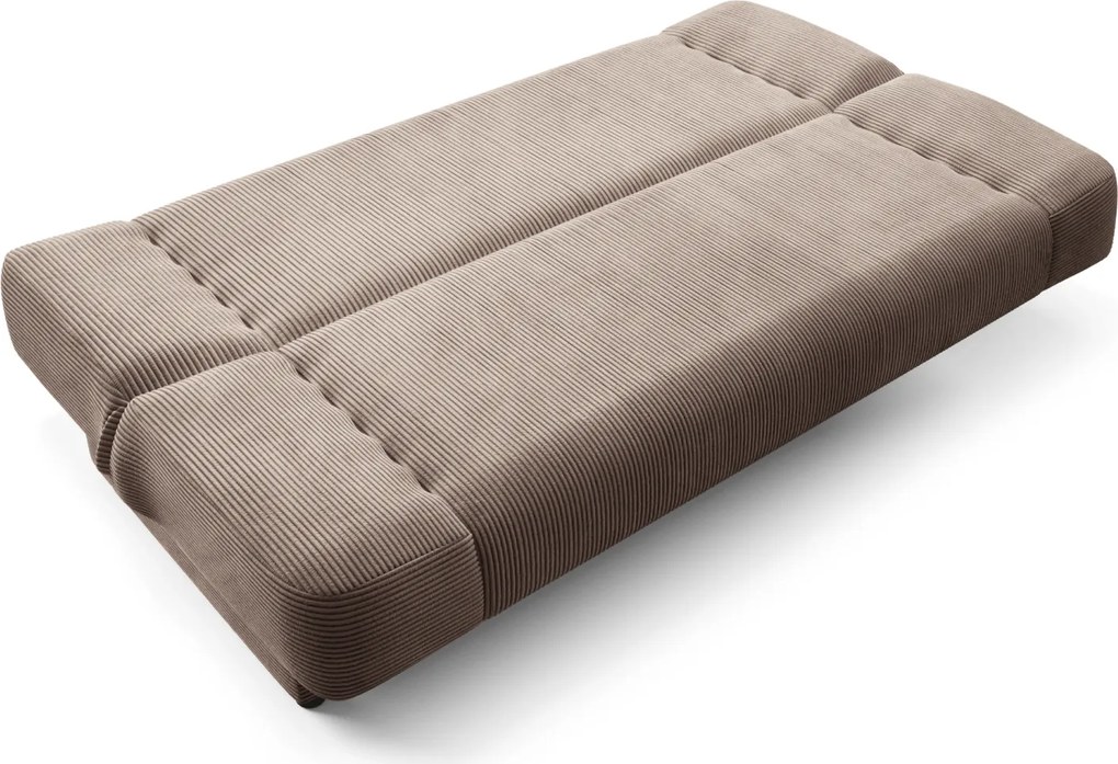 Sofa z Funkcją Spania PIANO Rozkładana Wersalka Dwuosobowa Beżowa Sztruksowa Nowoczesna do Salonu