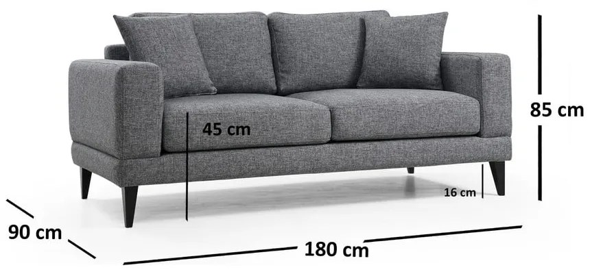 Ciemnoszara sofa 180 cm Nordic – Balcab Home