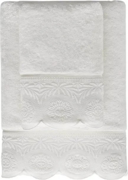 Ręcznik kąpielowy QUEEN 85x150 cm z koronką Śmietankowy
