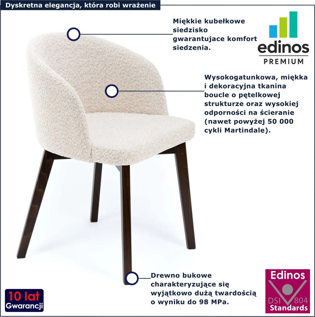 Kremowe pluszowe krzesło kubełkowe R9-R04