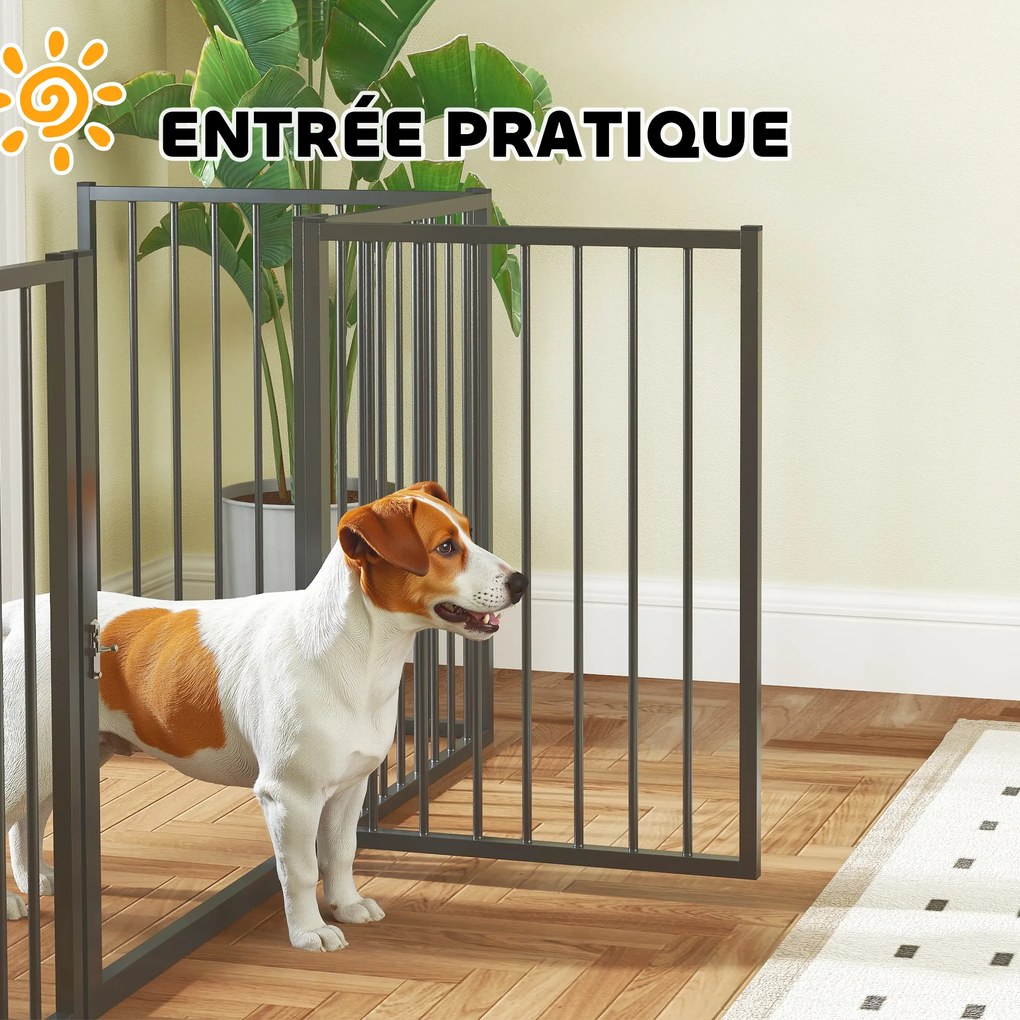 PawHut Park dla psów, zagroda dla zwierząt, 5 paneli, przenośne składane ogrodzenie, bezpieczne, czarne