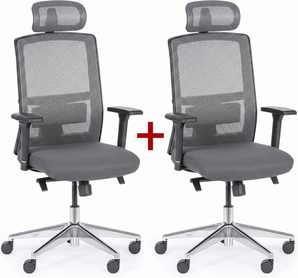 Krzesło biurowe NED MF 1+1 GRATIS, szary