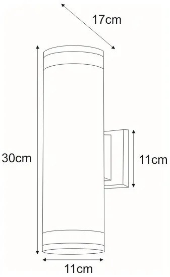 Czarna lampa ścienna tuba na taras - S310 T4-A08