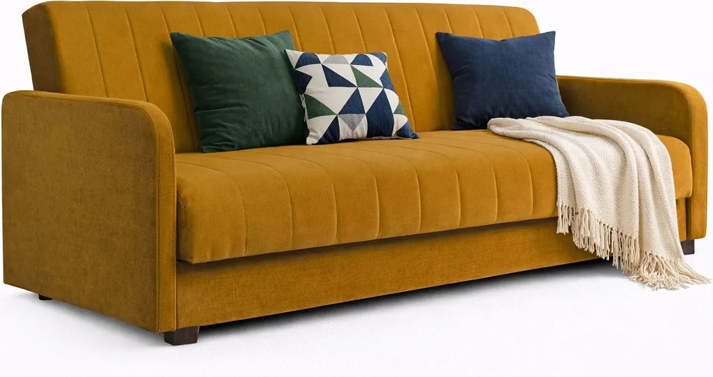 Musztardowa kanapa z funkcją spania L6-W84