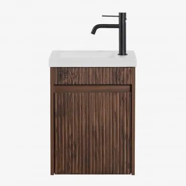 Zestaw Wiszących Mebli Łazienkowych Zintegrowany Z Umywalką Narek Ciemna Czerń & Bezlusterkowiec & Czarny ↑20 - Sklum