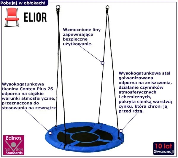 Huśtawka niebieska bocianie gniazdo 100 cm D8-N67