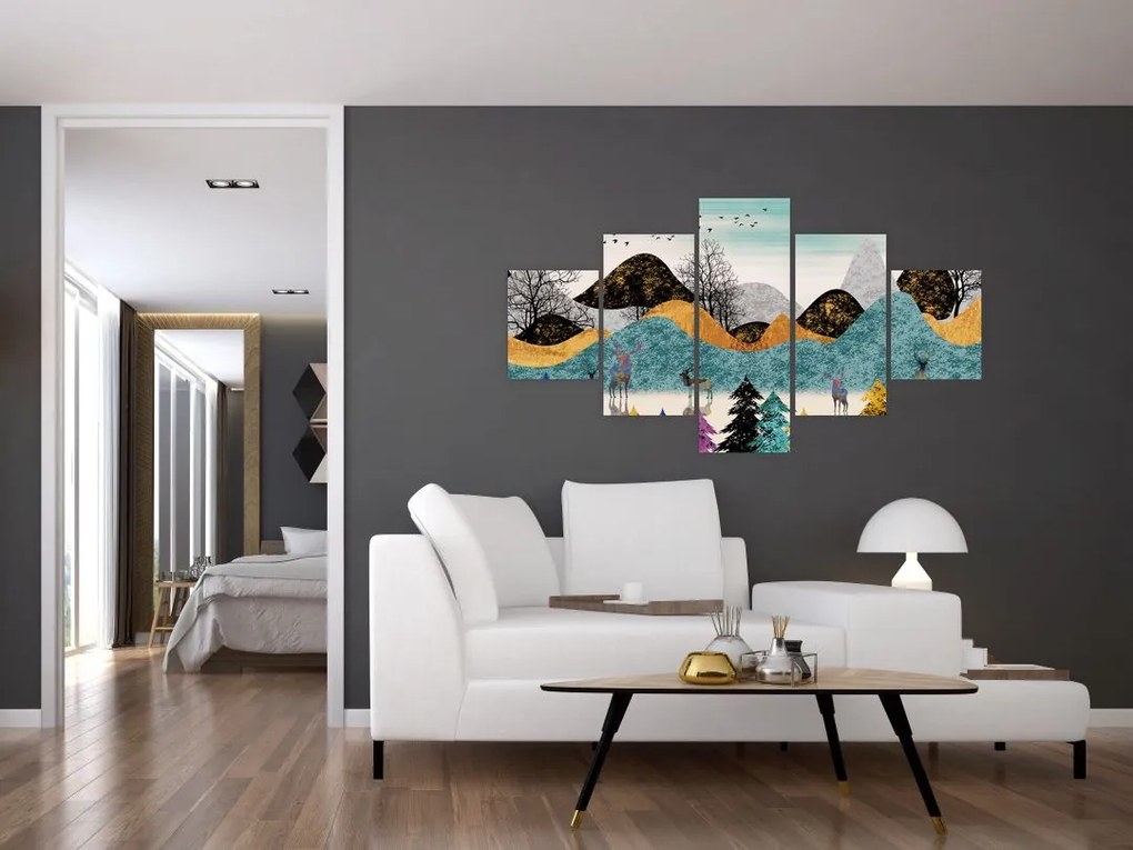 Obraz graficzny z jeleniem (125x70 cm)