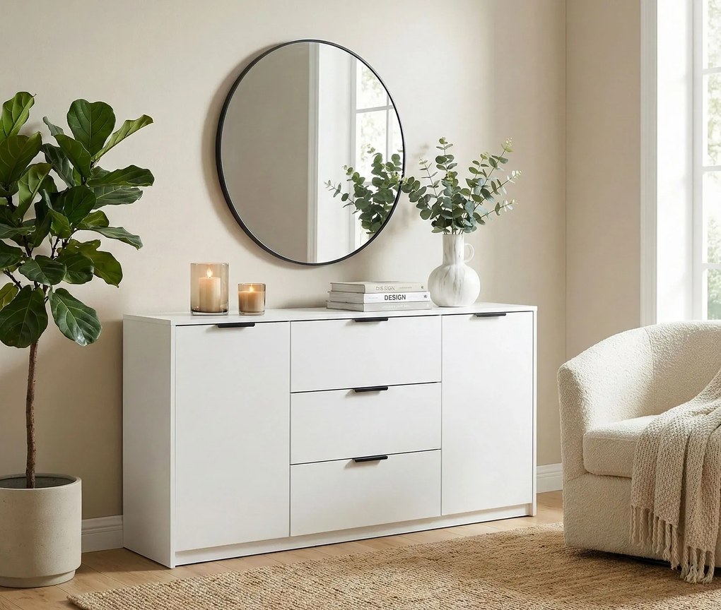 Biała nowoczesna komoda do przechowywania połysk M4-F34