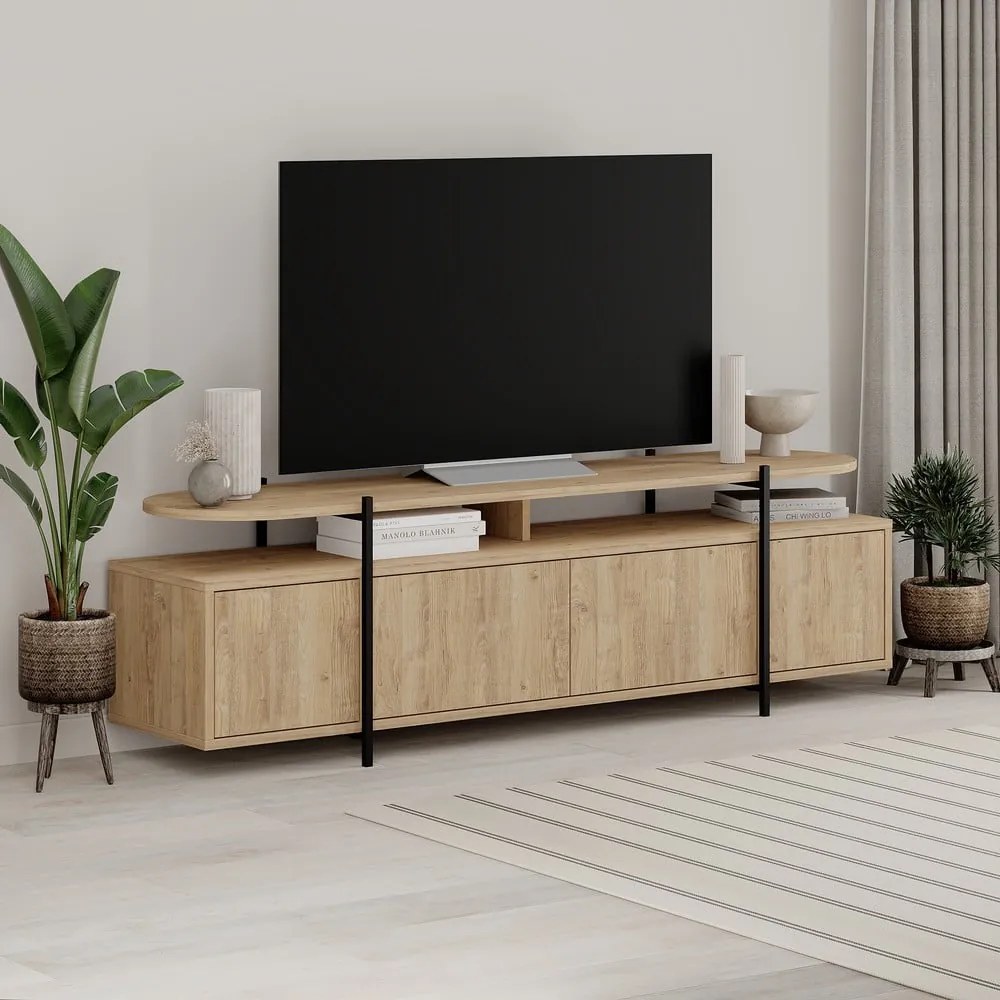 Szafka pod TV w dekorze dębu 160x48 cm Hinoa – Marckeric