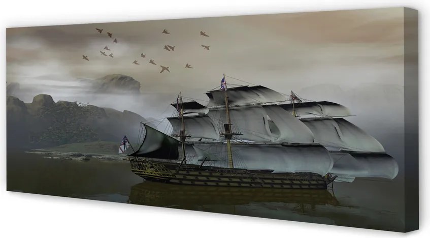 Zdjęcie na płótnie Statek u Wybrzeży Gór