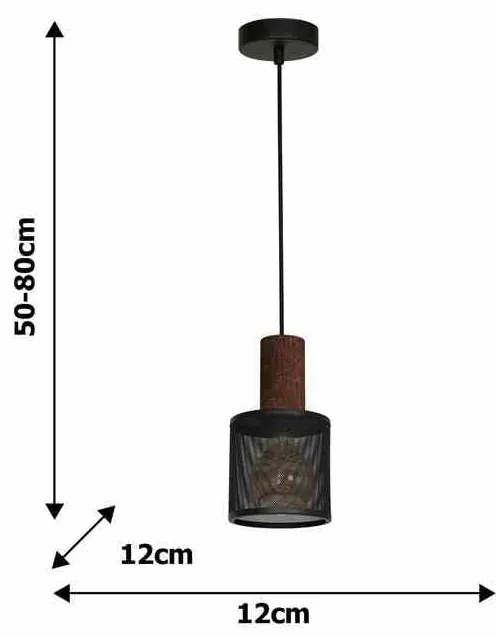 Lampa Wisząca ARES BLACK 1xE27