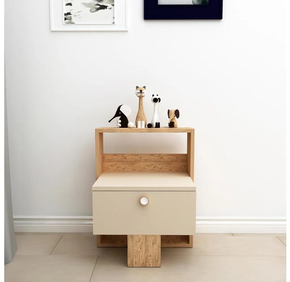 Szafka nocna SNEKER 60x48,6 cm beżowa/sosna atlantic