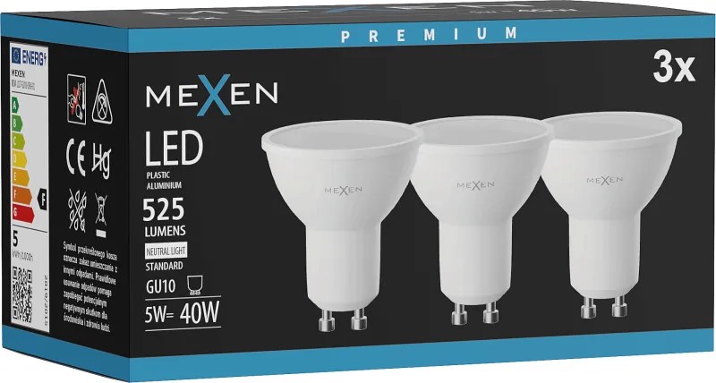 Mexen Nova 3x żarówka LED GU10, 5W, Neutralna - 4000K, 525 lm - L107-GU10-0540-01x03