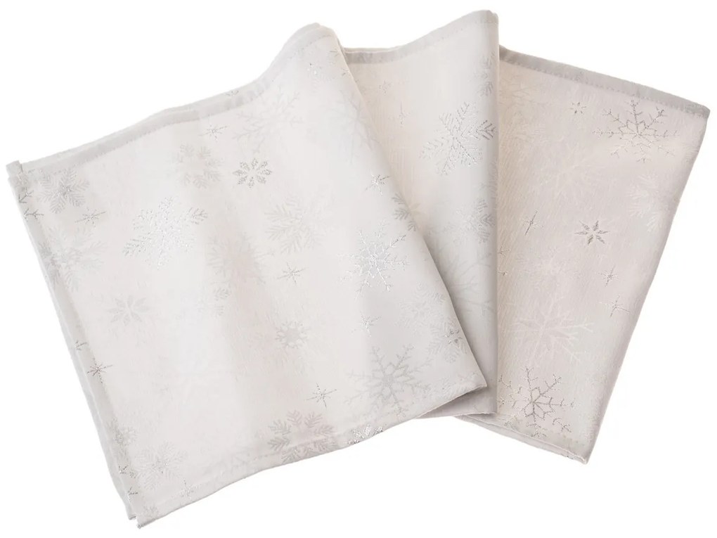 Świąteczny bieżnik wodoodporny Płatki śniegu srebrny, 33 x 140 cm