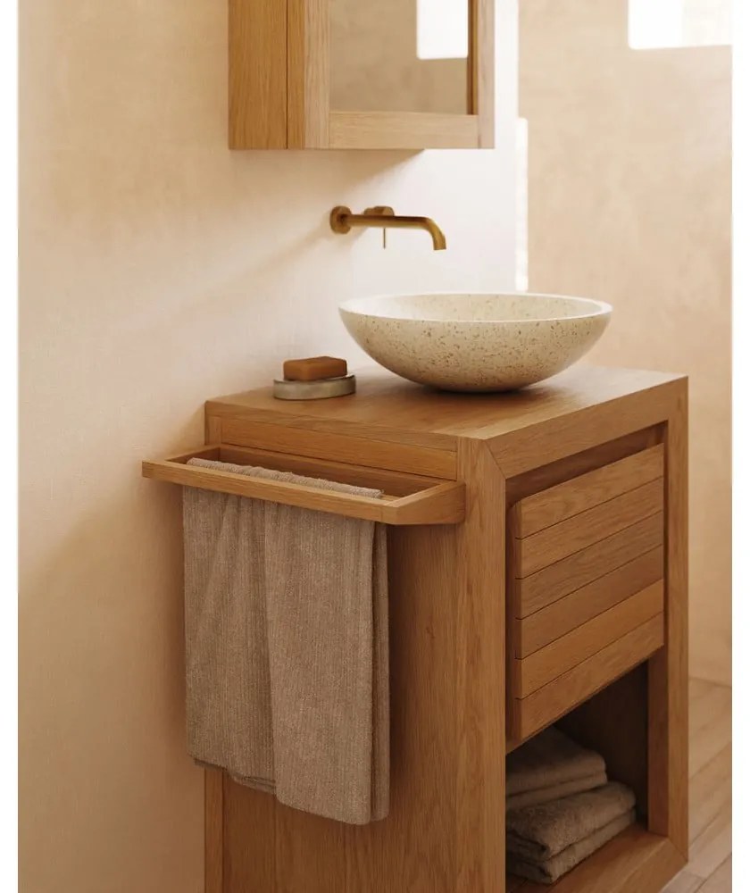 Niska szafka pod umywalkę z litego drewna tekowego 60x80 cm Saula – Kave Home