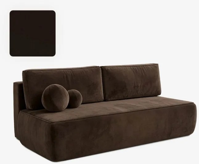 Sofa z Funkcją Spania ARVETO Brązowa Welurowa Nowoczesna