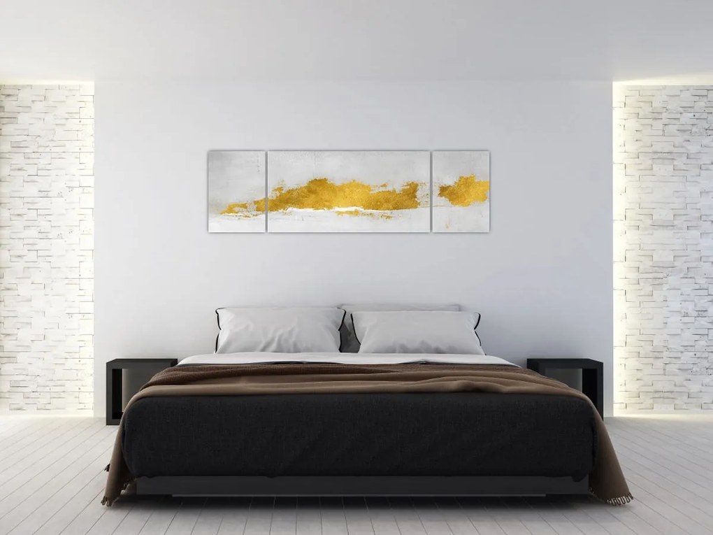 Obraz - Złote i szare pociągnięcia (170x50 cm)