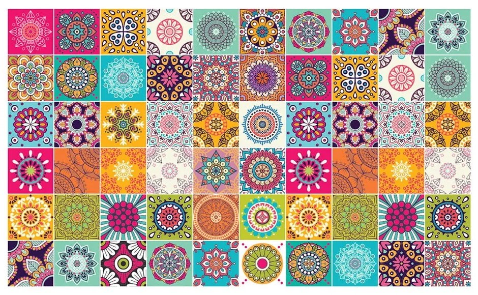 Zestaw 60 samoprzylepnych naklejek dziecięcych Ambiance Tiles Vintage, 10x10 cm
