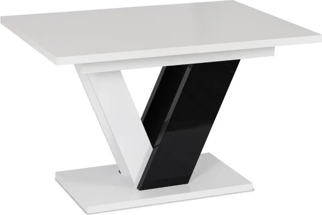 Zestaw Stół Prostokątny Rozkładany CLARK 120-160 cm Czarny/Biały Połysk i 4 Krzesła Tapicerowane do Salonu RICK Szare Welurowe