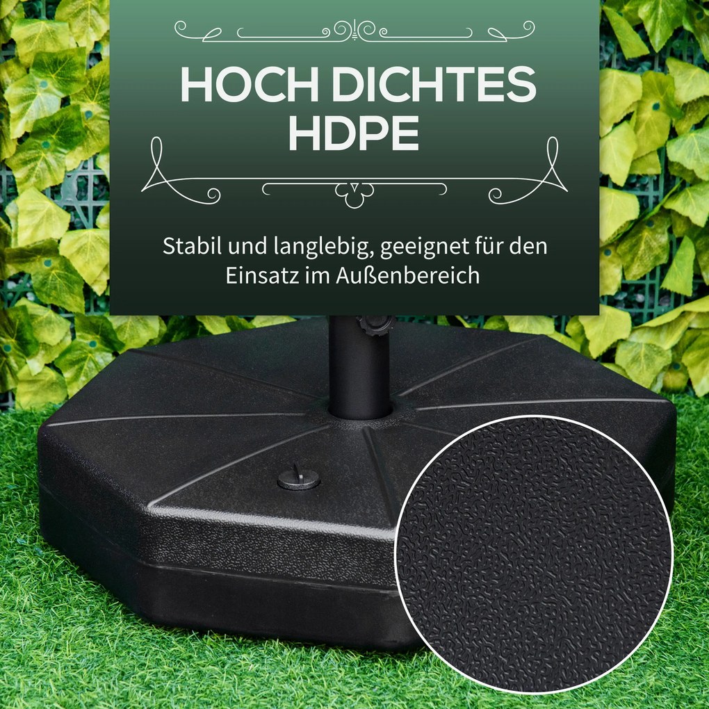 Outsunny Podstawa do Parasola Napełniana Wodą lub Piaskiem do 40kg Stabilna i Wytrzymała Czarna Ø60x36H cm Idealna do Ogrodu | Aosom PL