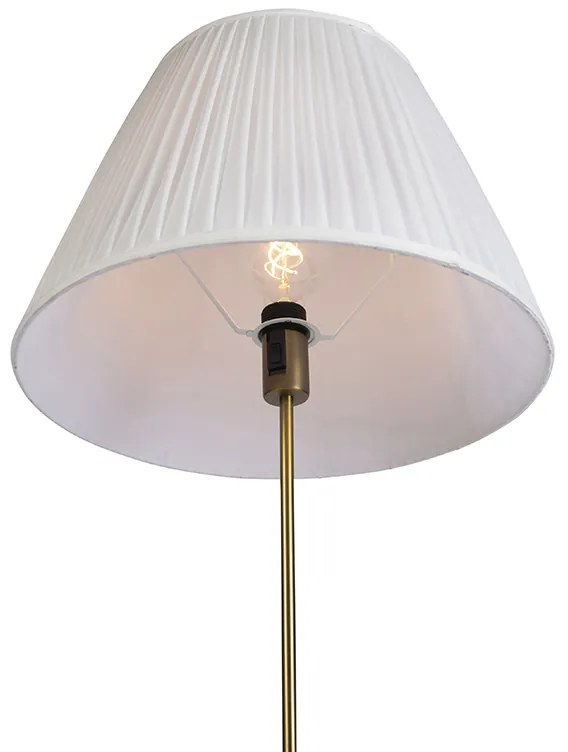 Lampa stojąca brązowa z plisowanym abażurem kremowym 45 cm regulowana - ParteWiejski/ Rustykalny / Vintage Oswietlenie wewnetrzne