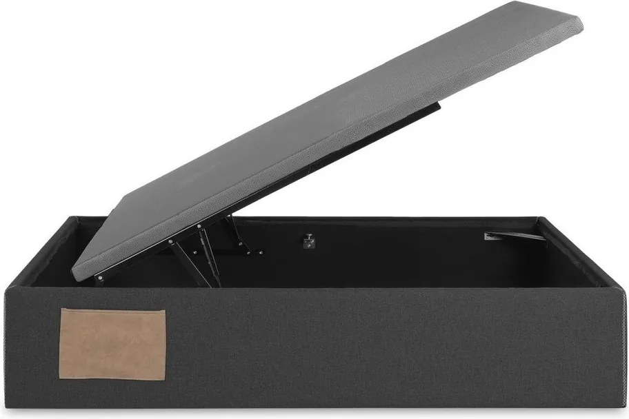 Czarne tapicerowane łóżko jednoosobowe ze schowkiem 90x190 cm Matters – Kave Home