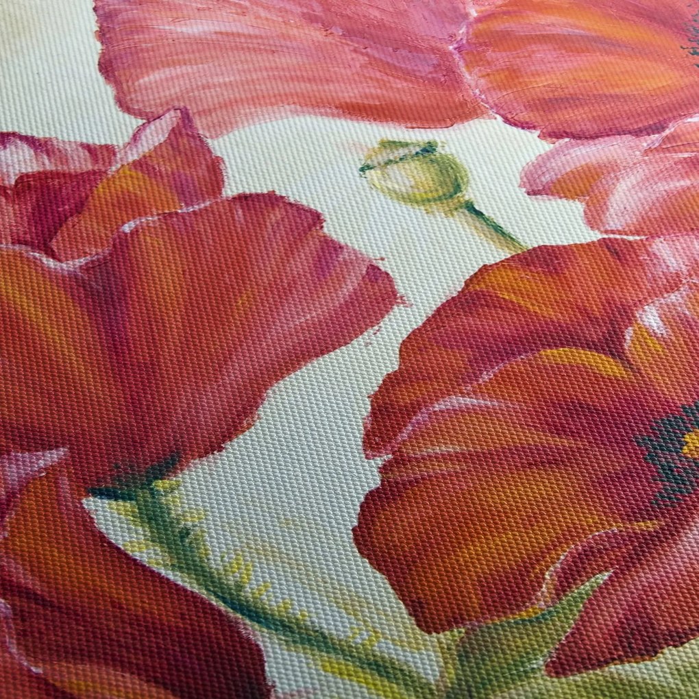 Obraz - Kwiaty maku (z zegarem) (90x30 cm)