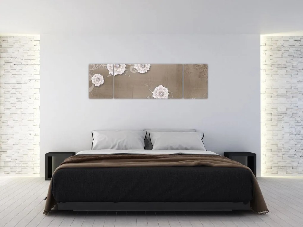 Obraz - Draperie z kwiatami (170x50 cm)