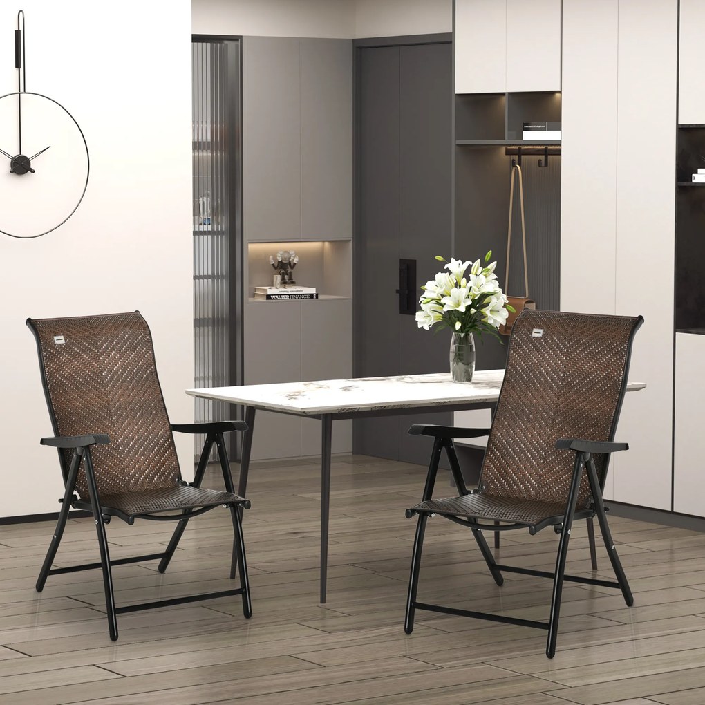 Składany leżak z rattanu Outsunny