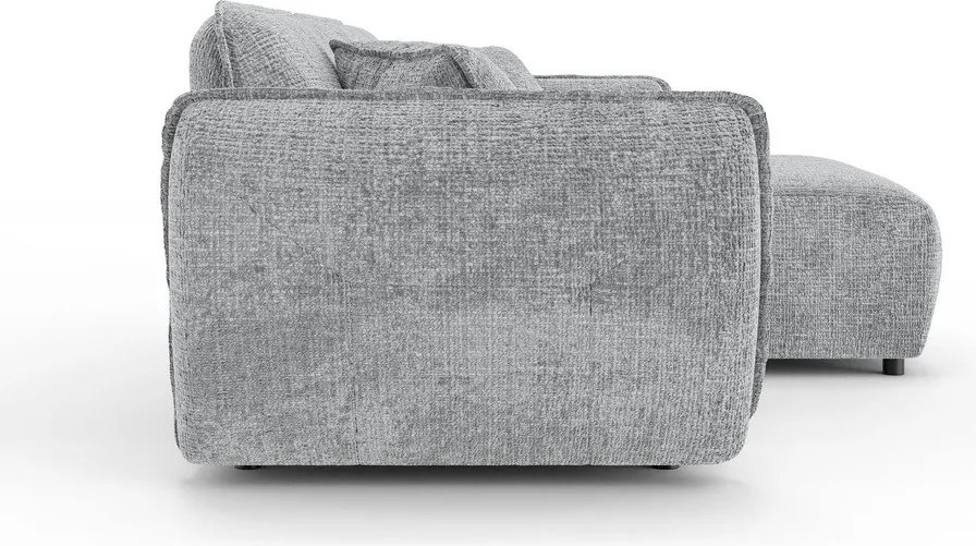 Jasnoszary narożnik z tkaniny szenilowej (prawostronny/z szezlongiem) Nelia – Ropez