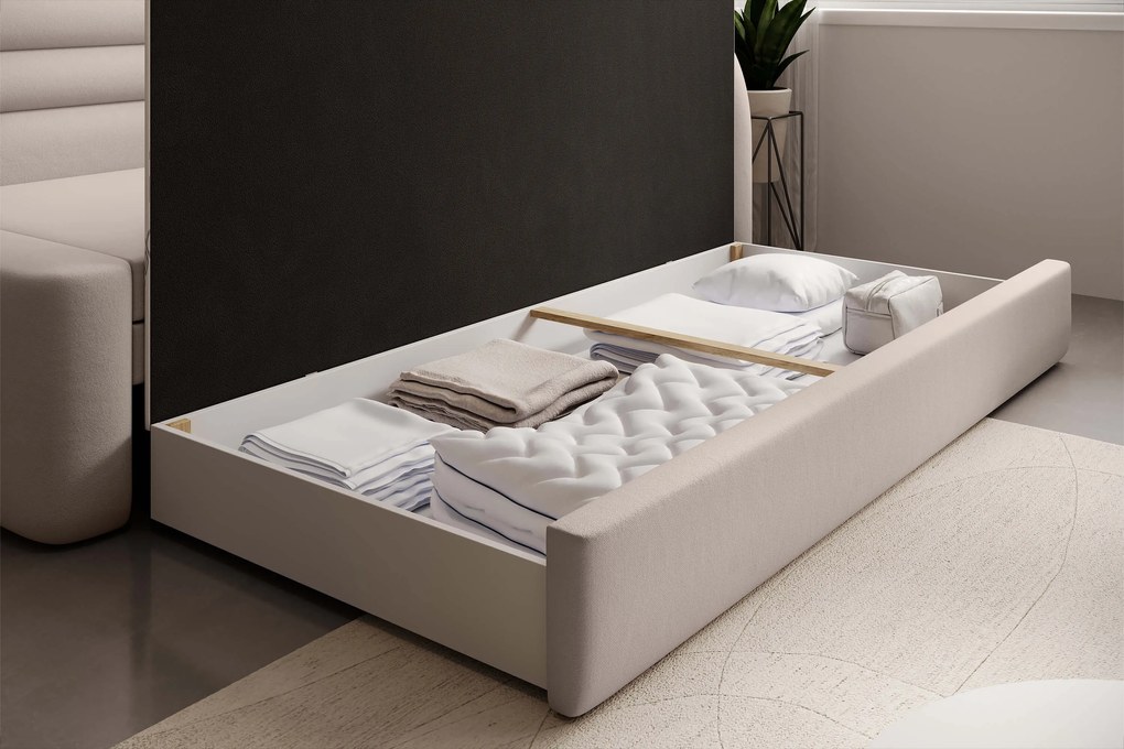 Beżowa rozkładana sofa 3-osobowa FABILLO Wersja: Lewy róg