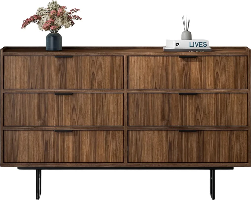 Komoda z 6 szufladami na nóżkach orzech warmia T9-G69