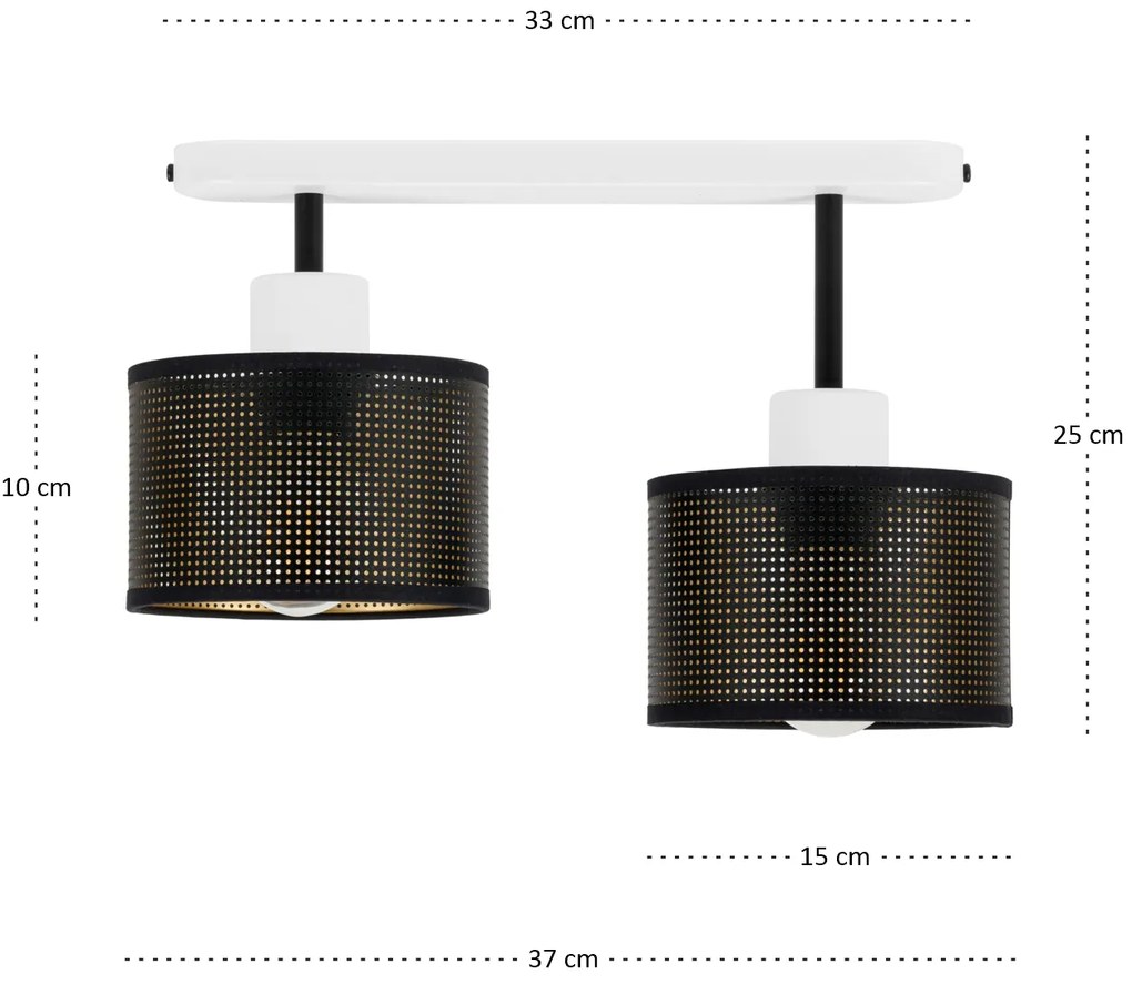 Lampa sufitowa biała dwupunktowa z czarnymi abażurami B-3306WE-SC E27