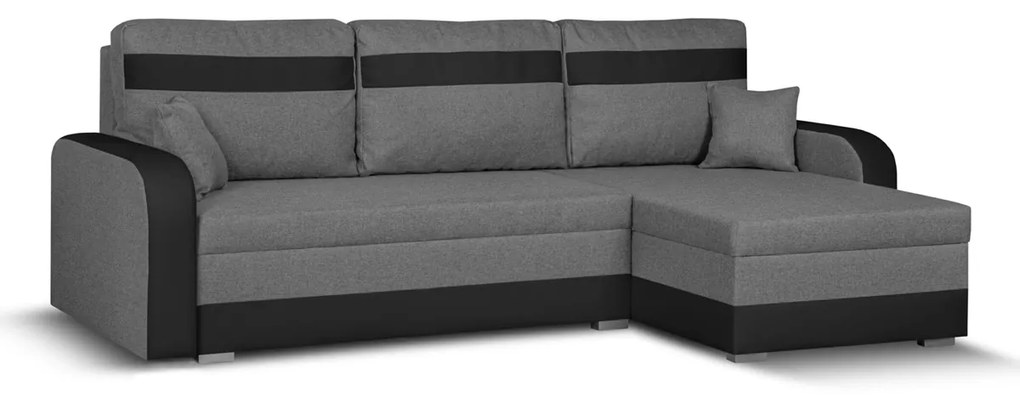 Narożnik z funkcją spania CONDI Jasny szary/Czarny