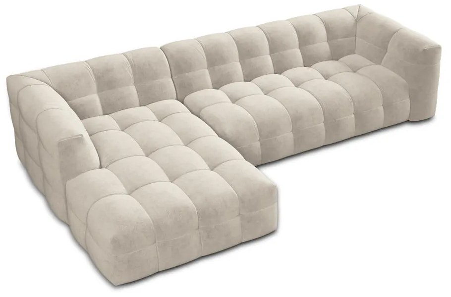 Beżowy aksamitny narożnik Windsor &amp; Co Sofas Vesta, lewostronny