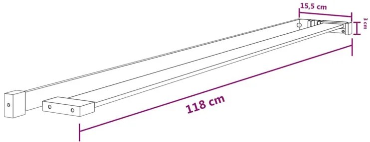 Czarna półka do kabiny prysznicowej 118 cm - Asla 7X