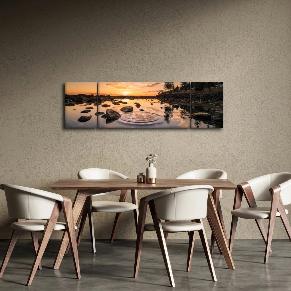 Obraz - Zachód słońca nad jeziorem (170x50 cm)