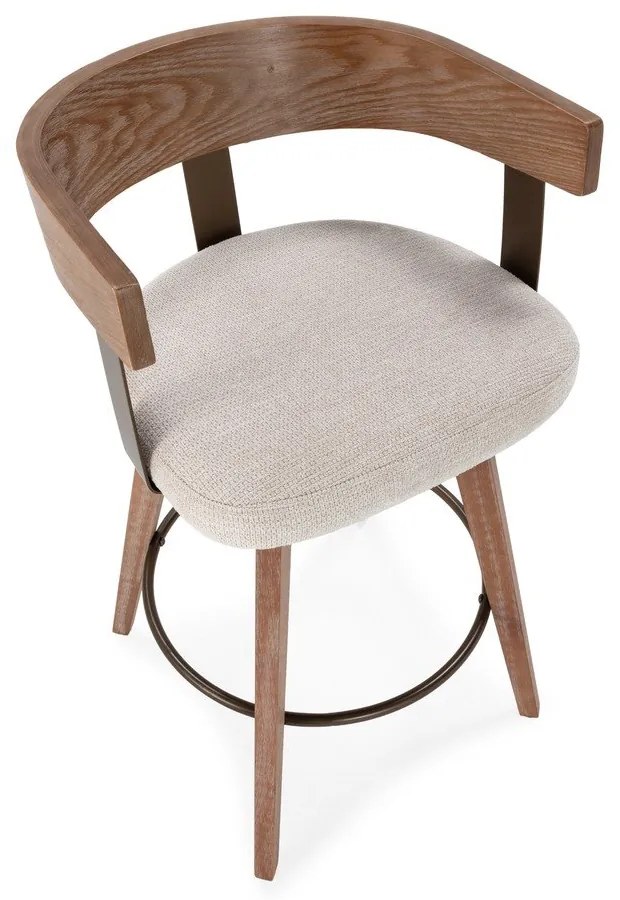 Kremowe/w naturalnym kolorze tapicerowane hokery zestaw z podłokietnikami 2 szt. Ilia – MOME