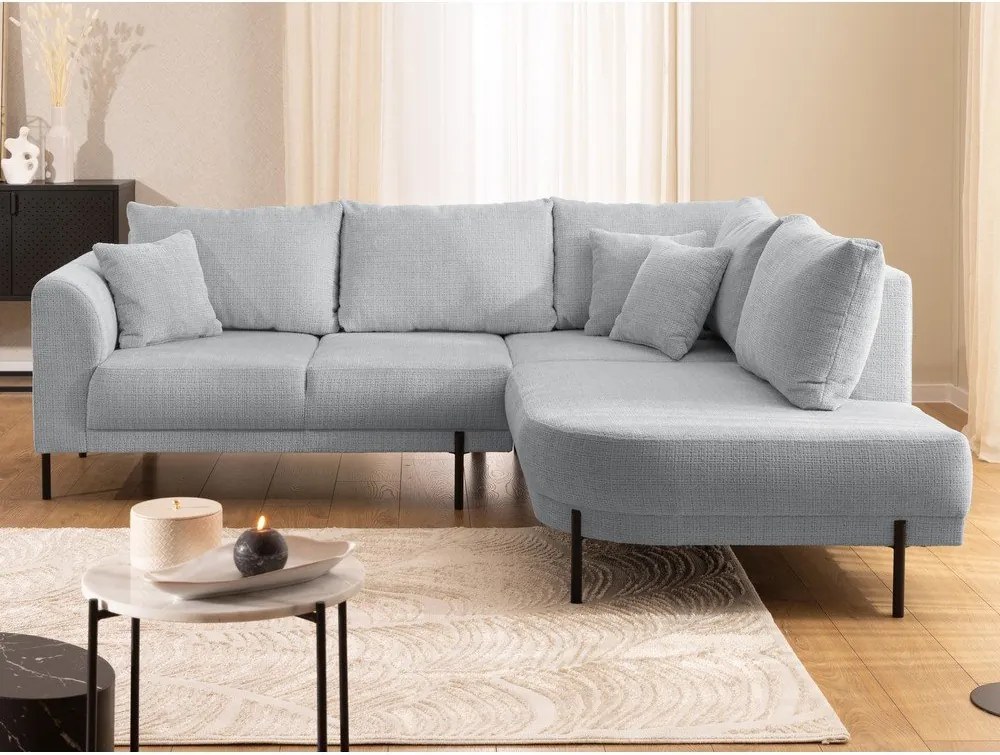 Jasnoszary narożnik z tkaniny szenilowej (prawostronny/w kształcie litery L) Mauris – Ropez