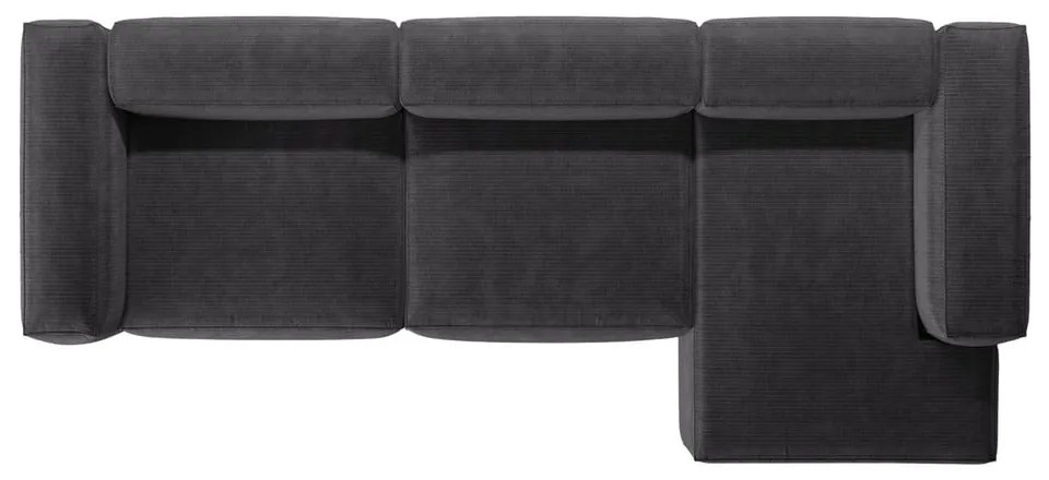 Ciemnoszary sztruksowy narożnik (prawostronny/z szezlongiem) Bergamo – Cosmopolitan Design