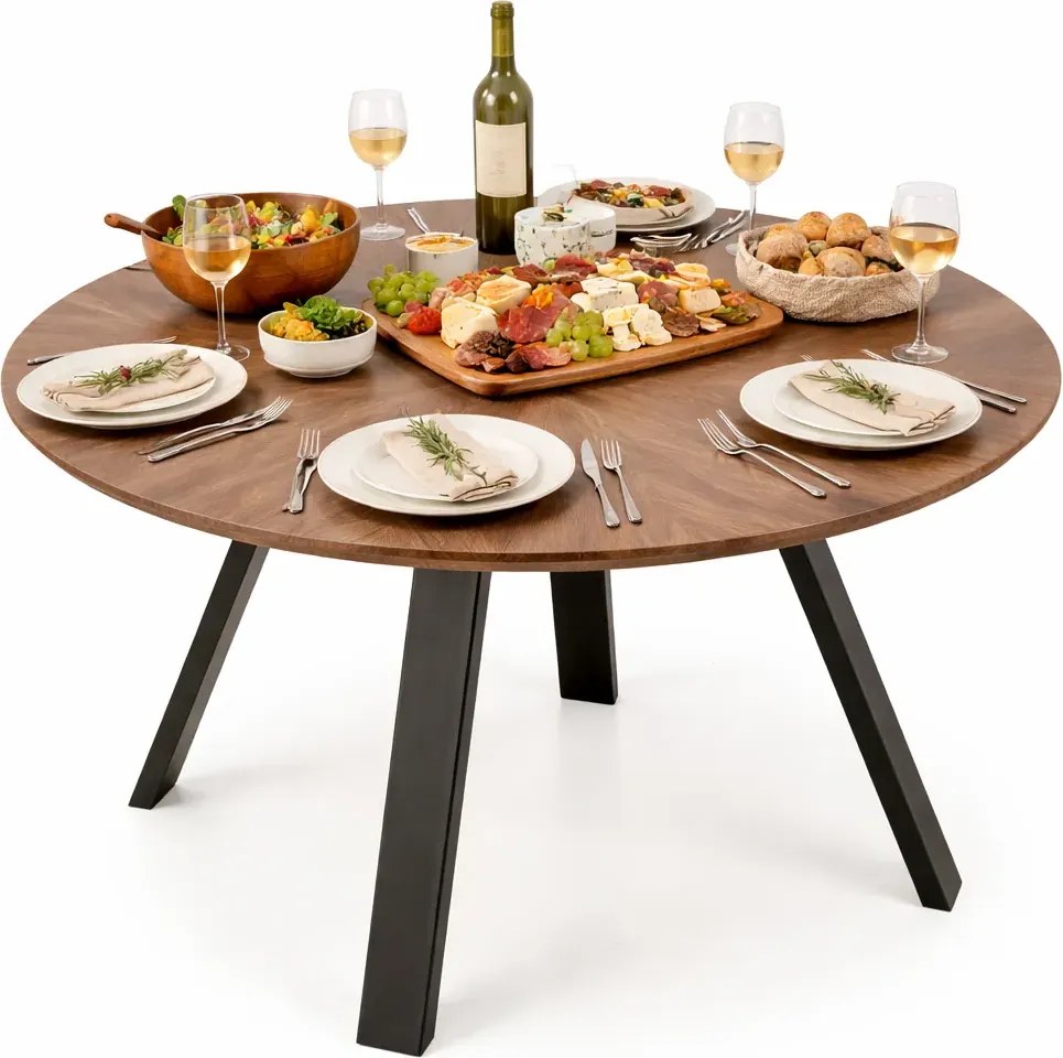 Okrągły fornirowany stół w stylu retro P0-S75