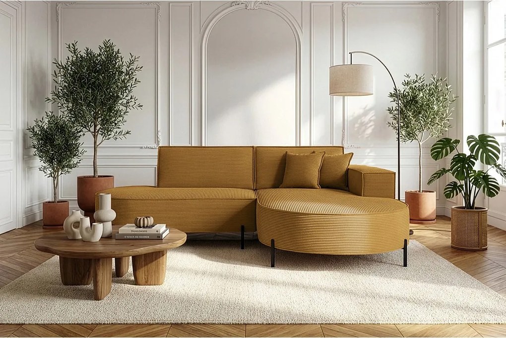 Narożnik Parma Studio Hills, tkanina Poso, prawy, musztardowy (01)