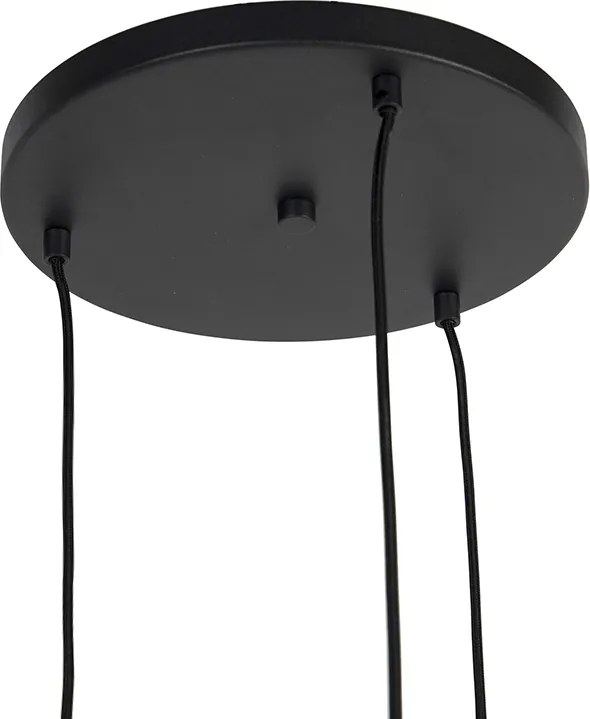 Lampa wisząca art deco czarna z przydymionym szkłem 3-światłowa - Pallon