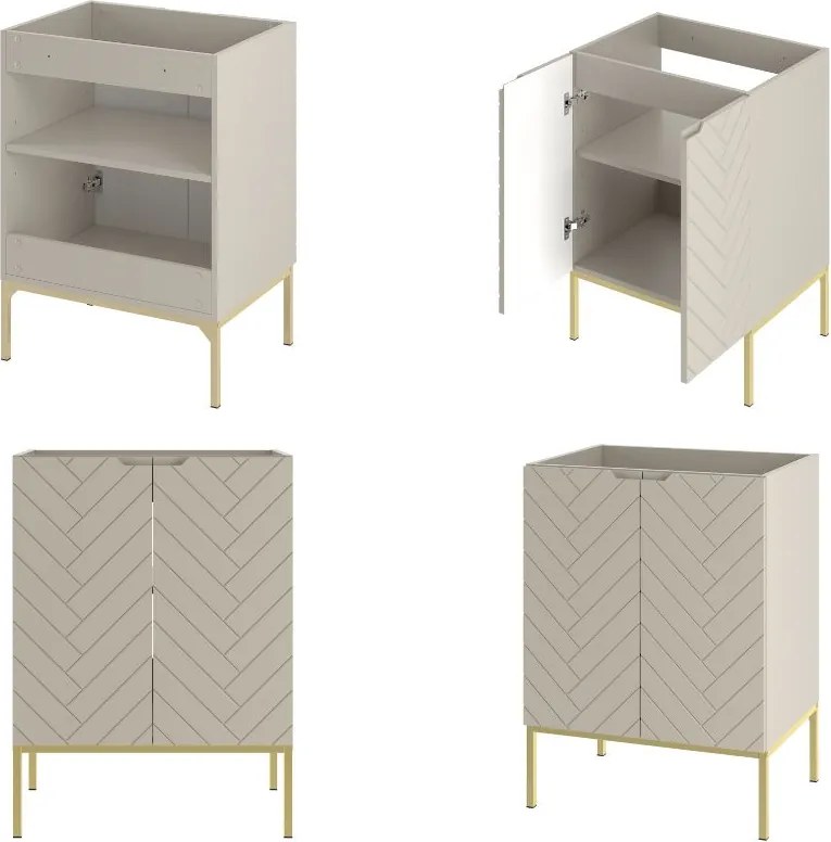 Zestaw mebli łazienkowych z lustrem i umywalką Aspen 30 cashmere/złoty
