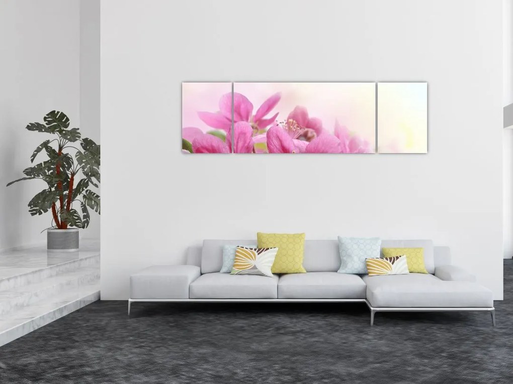 Obraz - Różowe kwiaty (170x50 cm)