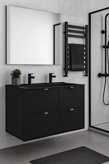 Czarna wisząca szafka łazienkowa pod 2 umywalki 120 cm P7-R06