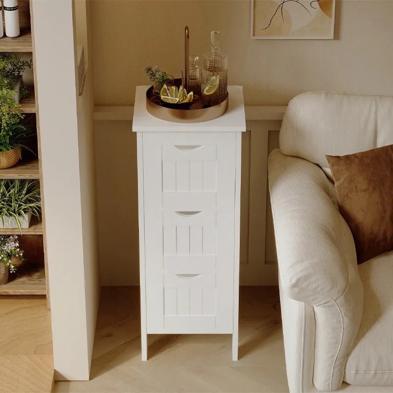 Regał łazienkowy wąska komoda z szufladami biała łazienki na ręczniki loft