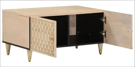 Drewniana duża ława z półkami D0-M05