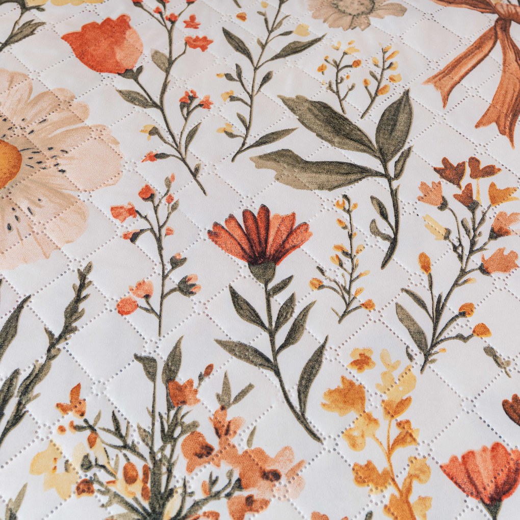 Narzuta na łóżko FLORAL RIBBON, kremowy Rozmiar: 220 x 240 cm